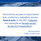 AVISO - SÁBADO LETIVO