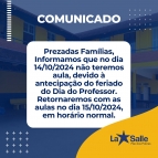 Comunicado Dia do Professor