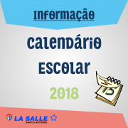 Disponível Calendário Escolar Letivo para 2018