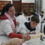 Aula de Ciências no Laboratório de Biologia