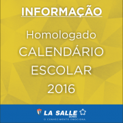 Homologado Calendário Escolar Letivo de 2016