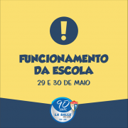 Atenção! Funcionamento da Escola nos dias 29 e 30